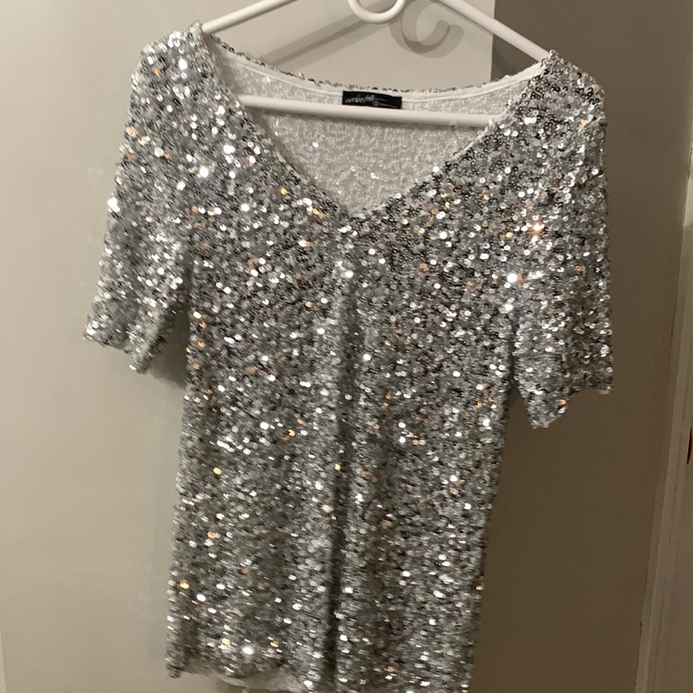 Silver sequin long shirt